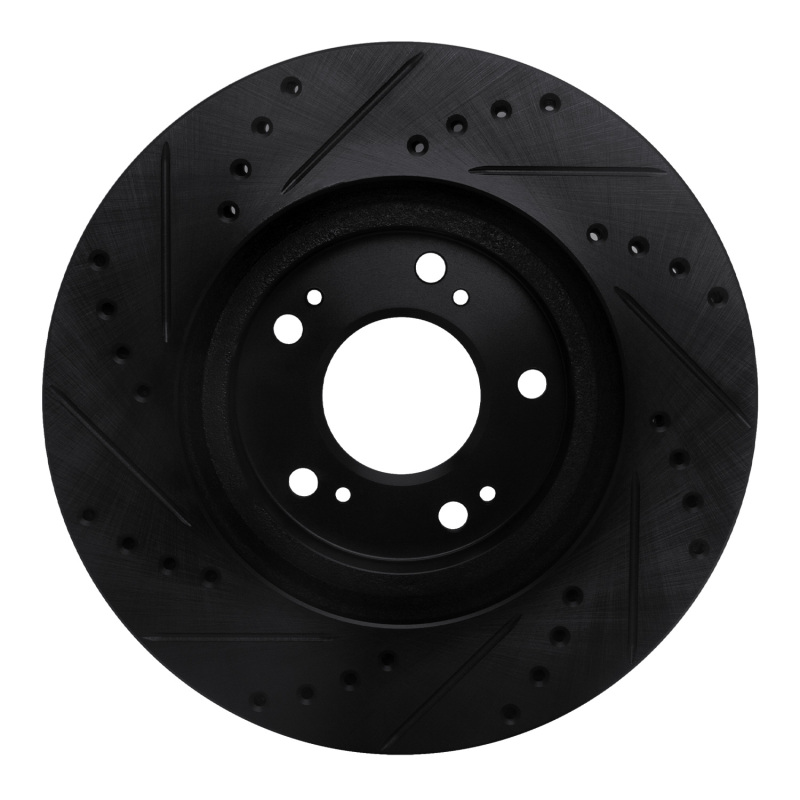 Mitsubishi Eclipse Brake Rotor (1) - Front Right - R1 Concepts - Drilled & Slotted - Black - `04-`12